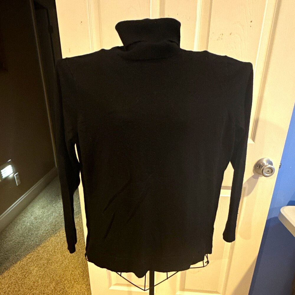 Pendleton Women's 2X Black Merino Wool Ribbed Knit Turtleneck Pullover Sweater